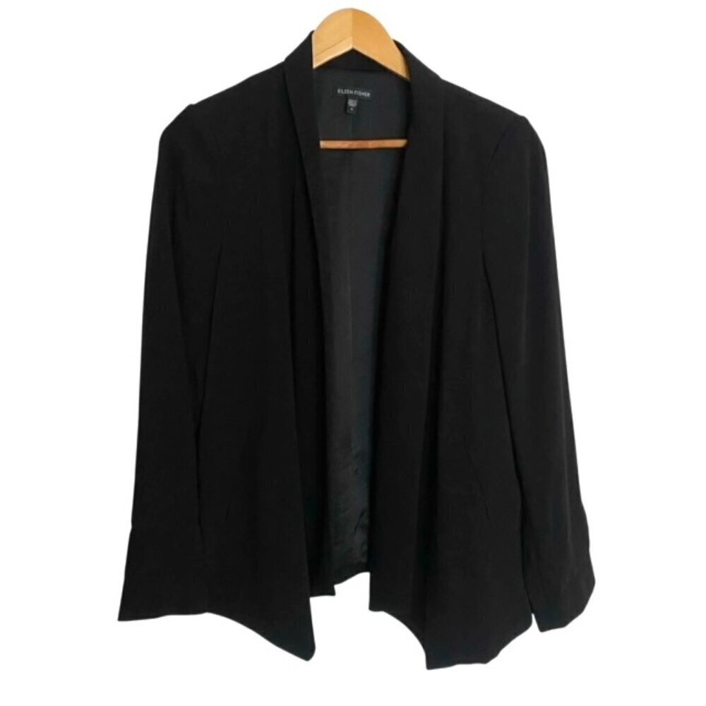 Eileen Fisher Black Open Front Jacket Small - Picture 1 of 4